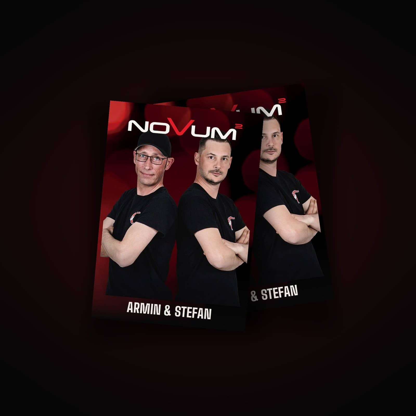 Zwei NOVUM Autogrammkarten mit Armin und Stefan
