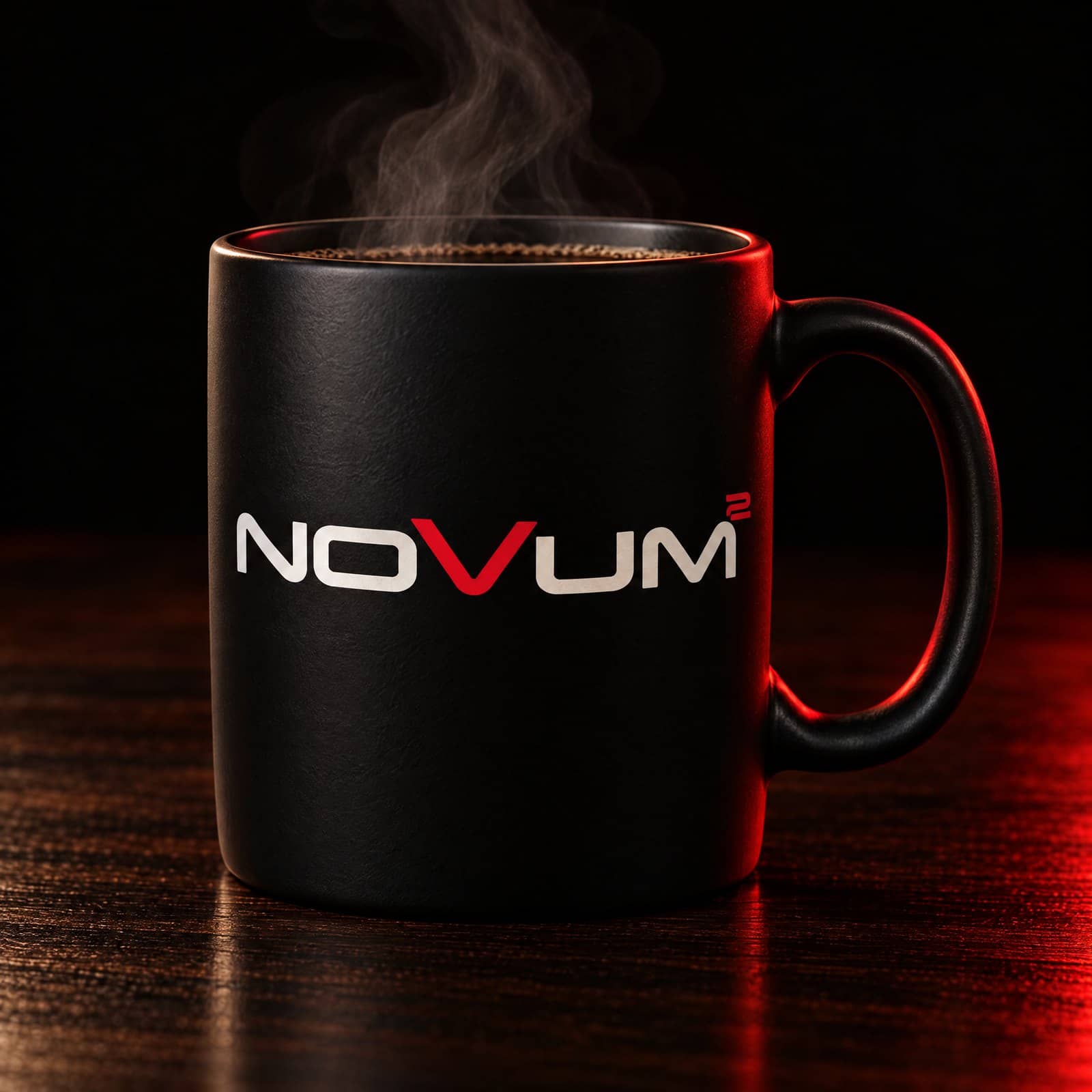 Mattschwarze NOVUM Tasse mit Logo